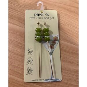 Piper K French Hair Pins Twist Tuck Go Olive Martini Martini Glass Design